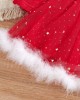 【18M-7Y】Girl Sweet Christmas Star Mesh Red Dress With Headband - 33228