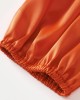 Sweet Orange Satin Round Neck Mom Girl Matching Dress