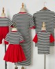 Casual Striped Red Heart-shaped Embroidery Family Matching Outfits - 1361