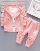 【12M-4Y】Children Clothes Girls 3-piece Rabbit Print Cotton Long-sleeved T-shirt and Pants Hoodie Coat Set - 34220