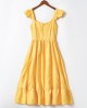 Sweet Yellow Ruffled Mom Girl Matching Dress - 1319