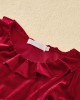 Classic Red Velvet Long Sleeves Mom Girl Matching Dress