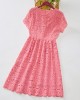 Sweet Pink Lace Short Sleeve Mom Girl Matching Dress - 13130