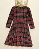 Long Sleeve Blue Plaid Mom Girl Matching Dress