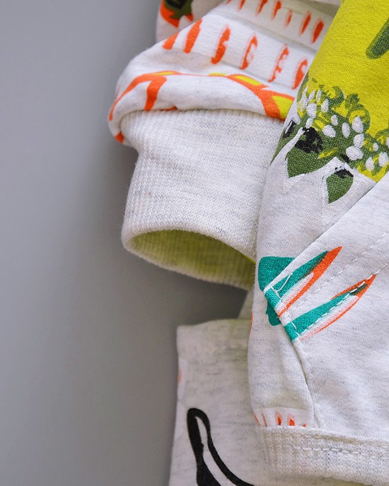 【12M-4Y】Boys Fashion Dinosaur Pattern Sweatshirt Jacket Pants Three-piece Set