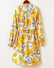 Sweet Yellow Flowers Long Sleeve Mom Girl Matching Shirt Dress - 13143