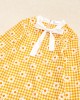 Sweet Long Sleeved Yellow Plaid and Flower Print Mom Girl Matching Dress