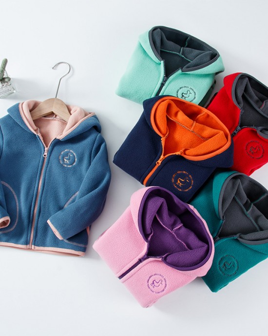 【2Y-13Y】Kids Casual Polar Fleece Hooded Jacket - 31116