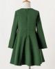 Elegant Golden Ribbon Green Long-sleeved Mom Girl Matching Dress - 13168