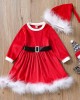 【12M-5Y】Girl Sweet Christmas Red Dress With Hat