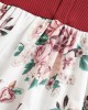 【0M-7Y】Girls Sweet Floral Print Red Dress And Romper ( Sold Separately ) - 33266