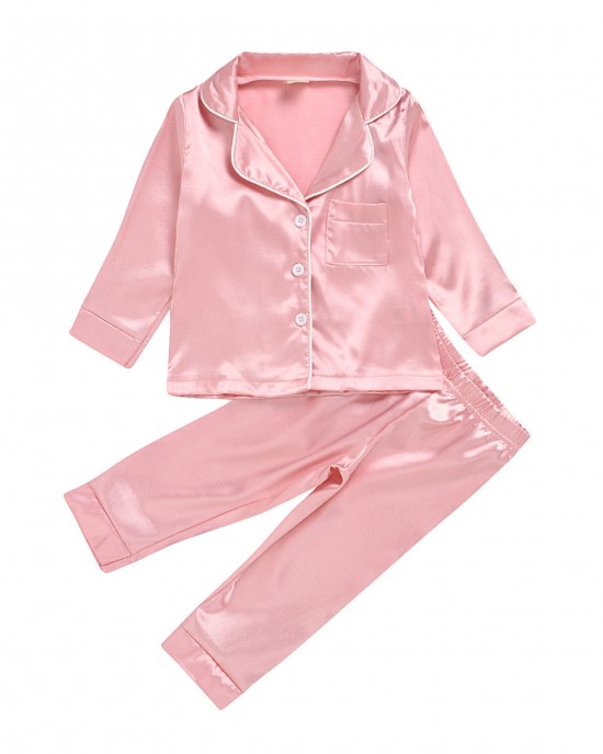 【12M-7Y】Kids Pure Cotton Satin Pajamas Set - 3481