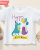 【12M-9Y】Kids Cotton Stain Resistant Happy Birthday Short Sleeve Tee