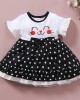 【0M-18M】Cute Cartoon And Polka Dot Print Round Neck Short Sleeve Dress