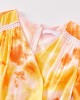 Sweet Orange Tie-Dye V-Neck Short Sleeve Mom Girl Matching Dress - 13109