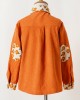 Casual Orange Corduroy Floral Long-sleeved Family Matching Outfits - 2122