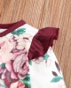 【0M-7Y】Girls Sweet Floral Print Red Dress And Romper ( Sold Separately ) - 33266