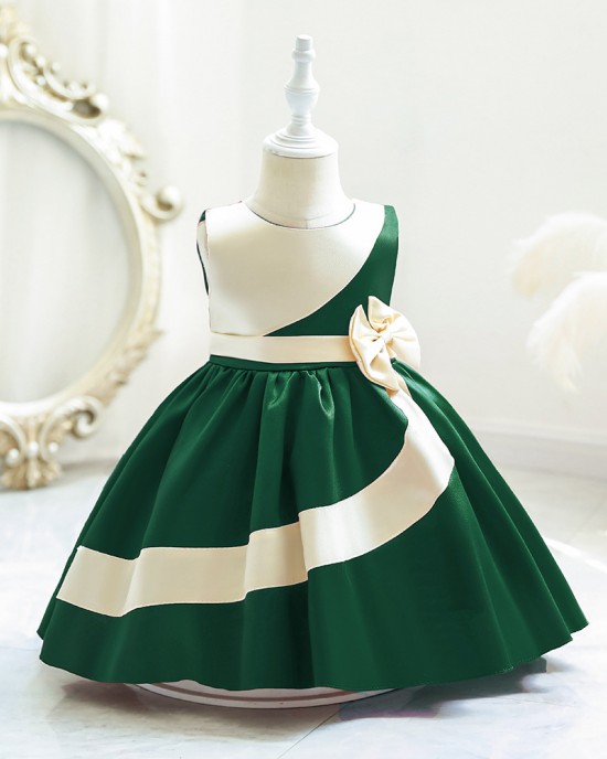 【3M-3Y】Girls Sweet Bowknot Sleeveless Back Princess Dress