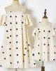 Sweet Polka Dot Off The Shoulder Mom Girl Matching Dress - 1330