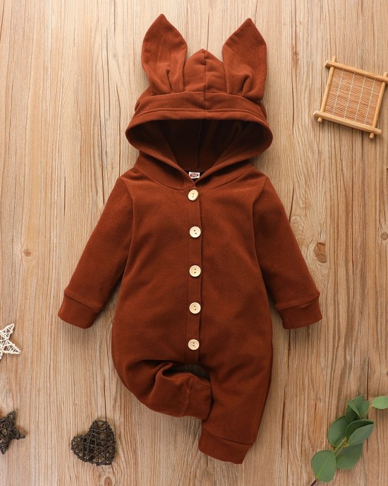 【0M-12M】Baby Cute Hooded Romper