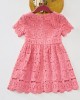 Sweet Pink Lace Short Sleeve Mom Girl Matching Dress - 13130