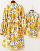 Sweet Yellow Flowers Long Sleeve Mom Girl Matching Shirt Dress - 13143