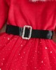 【18M-7Y】Girl Sweet Christmas Star Mesh Red Dress With Headband - 33228