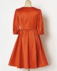 Sweet Orange Satin Round Neck Mom Girl Matching Dress