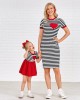 Casual Striped Red Heart-shaped Embroidery Family Matching Outfits - 1361