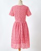 Sweet Pink Lace Short Sleeve Mom Girl Matching Dress - 13130