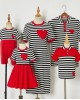 Casual Striped Red Heart-shaped Embroidery Family Matching Outfits - 1361