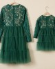 Mom Girl Lace Long Sleeve Dress - 1309