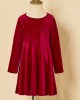 Classic Red Velvet Long Sleeves Mom Girl Matching Dress