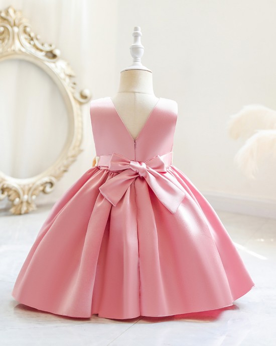 【3M-3Y】Girls Sweet Bowknot Sleeveless Back Princess Dress