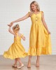 Sweet Yellow Ruffled Mom Girl Matching Dress - 1319