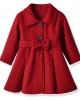 【18M-6Y】Girls Elegant Bow Belt Red Tweed Coat