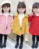 【12M-5Y】Girls Fashionable Solid Color Double-Breasted Tweed Jacket