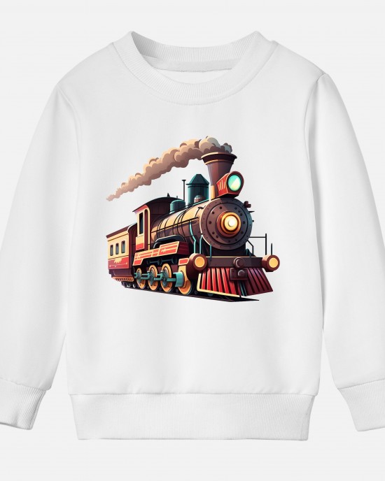 【12M-9Y】Boy Train Print Cotton Stain Resistant Long Sleeve Sweatshirt