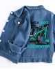 【2Y-10Y】Boys Letter And Excavator Print Blue Denim Jacket