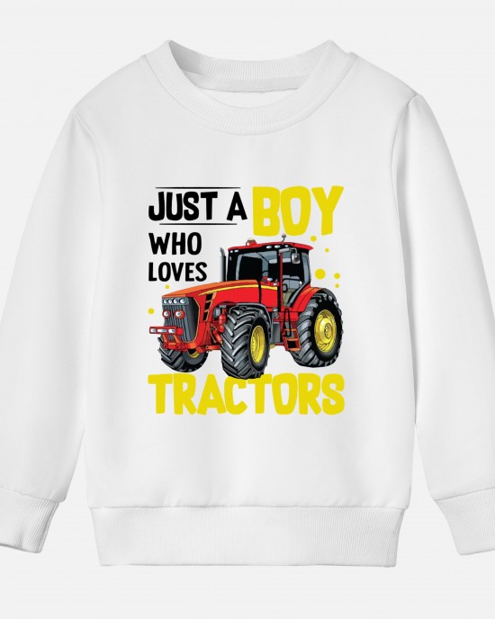 【12M-9Y】Boys Tractor And Letters Print Cotton Stain Resistant Long Sleeve Sweatshirt