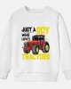 【12M-9Y】Boys Tractor And Letters Print Cotton Stain Resistant Long Sleeve Sweatshirt