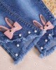 【6M-9Y】Girl Sweet Flowers And Fringed Blue Jeans