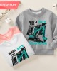 【12M-9Y】Boy Letter And Excavator Print Cotton Stain Resistant Long Sleeve Sweatshirt