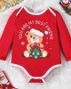 【0M-18M】Unisex Baby Cute Christmas Print Long Sleeve Romper