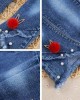 【6M-9Y】Girl Sweet Flowers And Fringed Blue Jeans