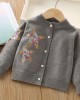 【2Y-8Y】Girls Fashion Sequin Star Embroidered Long Sleeve Sweater Cardigan