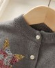 【2Y-8Y】Girls Fashion Sequin Star Embroidered Long Sleeve Sweater Cardigan