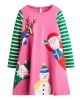 【18M-7Y】Girls Cute Christmas Pattern Embroidered Round Neck Long Sleeve Dress