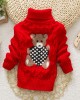 【18M-8Y】Kids Bear Pattern High Neckline Sweater - 3107