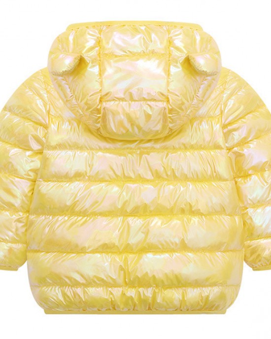 【12M-5Y】Kids Casual Solid Color Thickened Quilted Hooded Jacket